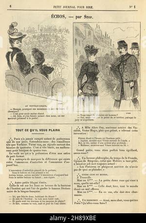 Page du petit Journal français pour la bande dessinée, petit Journal pour Rire, 1897.Spectacle de cirque, femme en colère, policier Banque D'Images