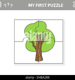 Puzzle Tree Design - Illustration de l'arbre de puzzle pour les enfants.Mon premier casse-tête en style dessin animé Illustration de Vecteur