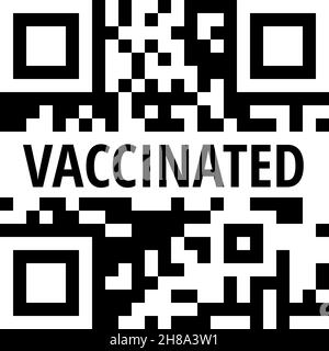 QR-code avec illustration vectorielle d'étiquette de texte vaccinée Illustration de Vecteur