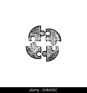 illustration vectorielle d'icône représentant un puzzle de communauté de groupe dessiné à la main Illustration de Vecteur