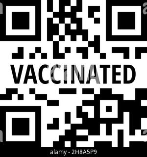 QR-code avec illustration vectorielle d'étiquette de texte vaccinée Illustration de Vecteur