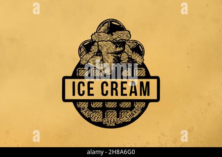 La crème glacée à la main dessins de logos Inspiration isolé sur fond blanc Illustration de Vecteur