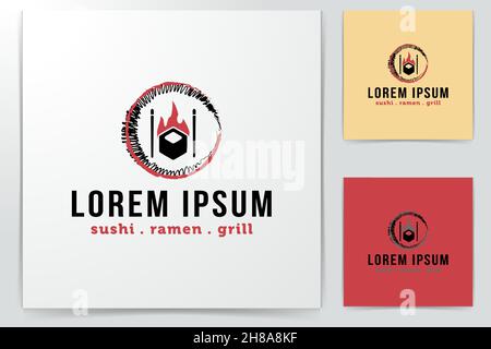 Bar à sushi japonais Inspiration Logo isolé sur fond blanc Illustration de Vecteur