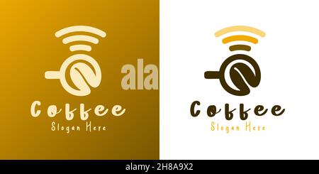 Connexion Wi-Fi au réseau local Coffee Cup logo design inspiration Illustration de Vecteur