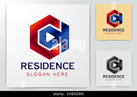 Lettre C et bouton play logo design inspiration isolé sur fond blanc Illustration de Vecteur