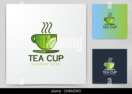 Tasse de thé dessins de logos Inspiration isolé sur fond blanc Illustration de Vecteur