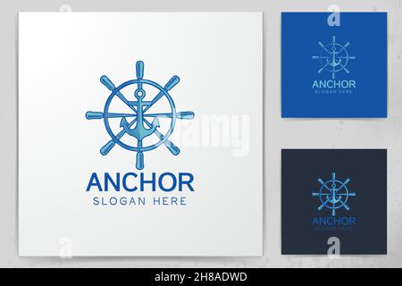 L'ancre et nautique, maritime et restaurant de fruits de mer, dessins de logos Inspiration isolé sur fond blanc Illustration de Vecteur