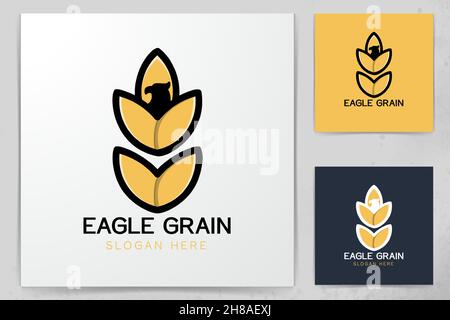 Le grain de blé l'agriculture et de l'eagle head logo design inspiration Illustration de Vecteur