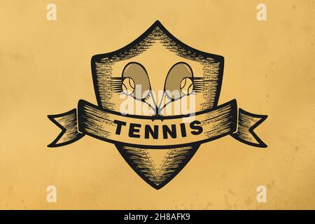 Étiquette logo badge tennis Illustration de Vecteur