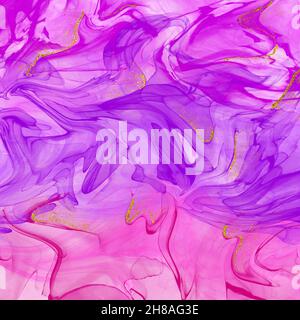 Motif d'encre à l'alcool rose et violet. Banque D'Images
