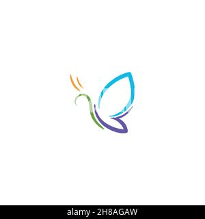 Idées de logo papillon coloré. Logo inspiration. Illustration Du Vecteur De Modèle. Isolé Sur Fond Blanc. Illustration de Vecteur