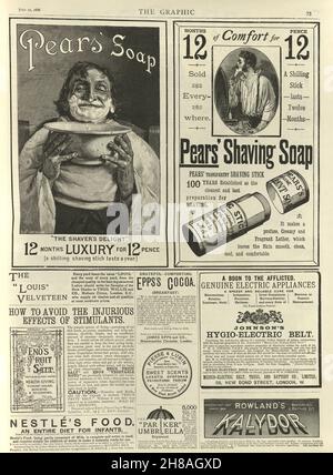 Page des publicités de journaux victoriens, Pears SOAP, 1880 Banque D'Images