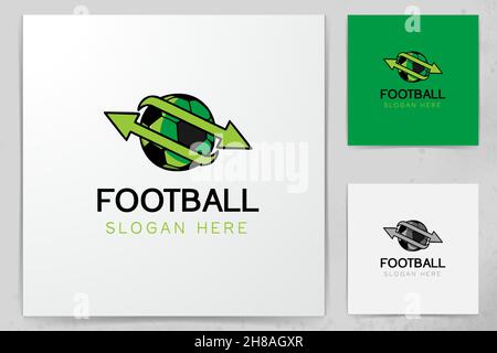 Football, ballon et conceptions de logo flèche Inspiration isolé sur fond blanc Illustration de Vecteur