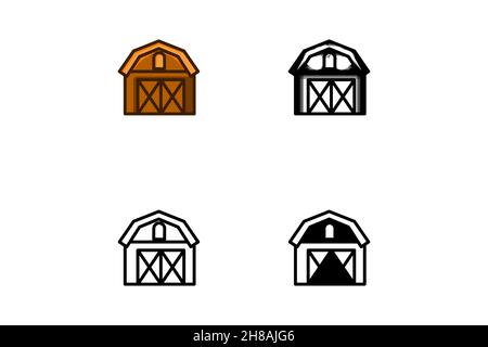 Barn Farm Design minimaliste rétro Golden Line Art logo Illustration de Vecteur