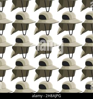 Illustration sur le thème de motifs de couleur chapeaux de pêche, belles casquettes en fond blanc.Motifs de casquettes composés de chapeaux de pêche de collection à porter Illustration de Vecteur