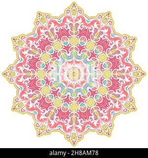 Motif vectoriel oriental avec éléments arabesques et floraux.Décoration classique ronde traditionnelle.Motif vintage avec des arabesques Illustration de Vecteur