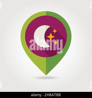 Icône de carte de la lune et des étoiles.Pointeur de carte.Marqueurs de carte.Symbole rêves de sommeil.Météorologie.Météo.Illustration vectorielle eps 10 Illustration de Vecteur