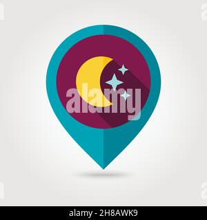 Icône de carte de la lune et des étoiles.Pointeur de carte.Marqueurs de carte.Symbole rêves de sommeil.Météorologie.Météo.Illustration vectorielle eps 10 Illustration de Vecteur