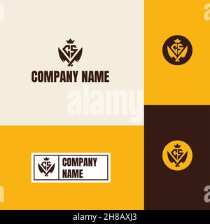 Logo du couteau de boucher.Design du logo de la boutique de restaurant. Illustration de Vecteur