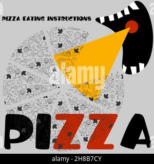 résumé logo minimal de pizza de formes géométriques avec des tranches de pizza dents et bouche 1 Illustration de Vecteur