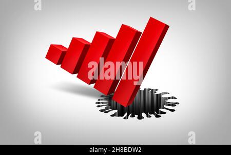 Crise économique due à COVID-19 et à l'épidémie de coronavirus comme une chute financière ou un effondrement du marché boursier avec un graphique à barres de finances ou d'affaires en baisse. Banque D'Images