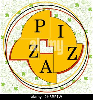 résumé logo minimal de pizza de formes géométriques avec tranches de pizza 1 Illustration de Vecteur