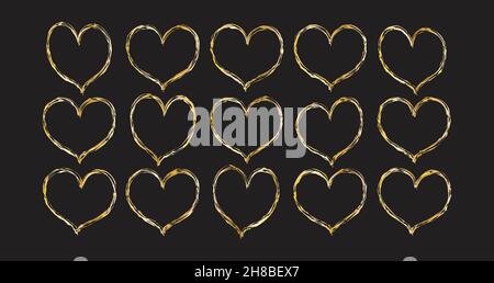 coeur doré dessiné à la main valentin éléments de jour scribble style doodle. Illustration de Vecteur