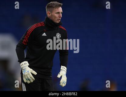 Londres, Angleterre, 28 novembre 2021.Dean Henderson, de Manchester United, se réchauffe avant le match de la Premier League à Stamford Bridge, Londres.Crédit photo à lire: Paul Terry / Sportimage crédit: Sportimage / Alay Live News Banque D'Images