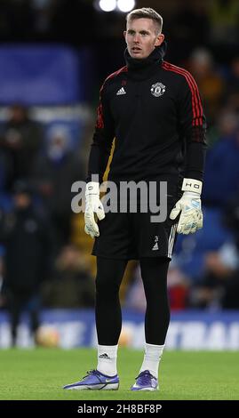 Londres, Angleterre, 28 novembre 2021.Dean Henderson, de Manchester United, se réchauffe avant le match de la Premier League à Stamford Bridge, Londres.Crédit photo à lire: Paul Terry / Sportimage crédit: Sportimage / Alay Live News Banque D'Images