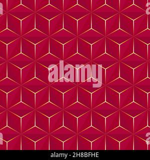 Motif géométrique 3d or rouge.Arrière-plan abstrait. Illustration de Vecteur