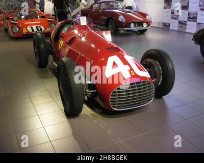 1951 Ferrari 166 F2 dans le Museo Ferrari, Maranello, Italie.Deux litres V12 Banque D'Images