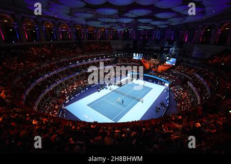 Une vue générale du jeu lors du ATP Champions Tour 2021 qui s'est tenu au Royal Albert Hall, Londres.Date de la photo: Dimanche 28 novembre 2021. Banque D'Images