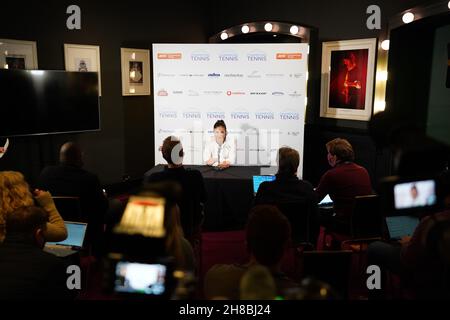 Emma Raducanu, Grande-Bretagne, lors d’une conférence de presse sur le ATP Champions Tour 2021 qui s’est tenue au Royal Albert Hall, Londres.Date de la photo: Dimanche 28 novembre 2021. Banque D'Images