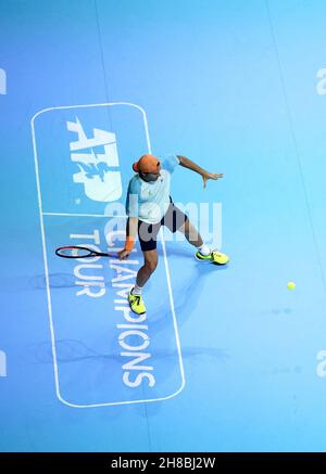 Une vue générale du jeu lors du ATP Champions Tour 2021 qui s'est tenu au Royal Albert Hall, Londres.Date de la photo: Dimanche 28 novembre 2021. Banque D'Images