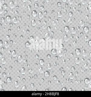 Motif de gouttes d'eau sans couture.Gouttes de pluie sur la vitre embuée.Gouttes de pluie fraîches.Arrosage par condensation isolé Illustration de Vecteur