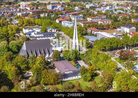 Vue panoramique sur Bad Füssing, célèbre station thermale de Basse-Bavière Banque D'Images