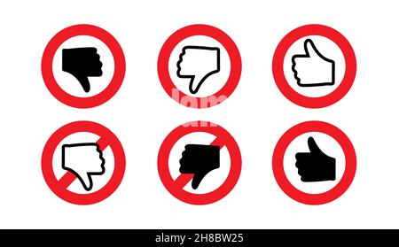 aimer et rejeter les symboles avec autoriser et interdire les signes, les utilisateurs de médias sociaux de vote concept. Illustration de Vecteur
