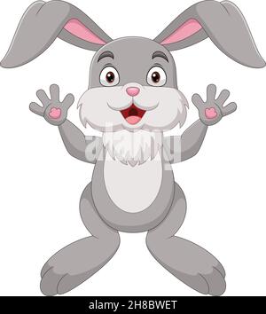 Dessin animé lapin drôle sur fond blanc Illustration de Vecteur