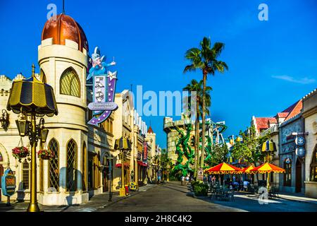 Universal Studios Singapore est un parc à thème situé dans Resorts World Sentosa sur l'île de Sentosa, Singapour. Banque D'Images