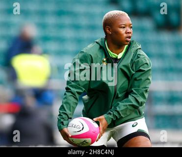 LONDRES, ANGLETERRE - NOVEMBRE 27 : Lindelwa Gwala (femmes requins de la cellule C) de SpringBox lors du match de la coupe Killik entre femmes Barbarians et Spri Banque D'Images