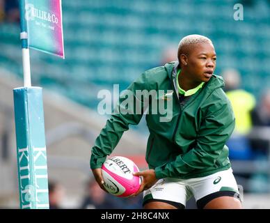 LONDRES, ANGLETERRE - NOVEMBRE 27 : Lindelwa Gwala (femmes requins de la cellule C) de SpringBox lors du match de la coupe Killik entre femmes Barbarians et Spri Banque D'Images