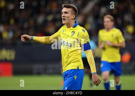 Salvi de Cadix CF pendant le match de la Liga Santader entre Cadix CF et tletico de Madrid à Nuevo Mirandilla à Cadix, Espagne, le 28 novembre 2021.(Crédit: Jose Luis Contreras) Banque D'Images