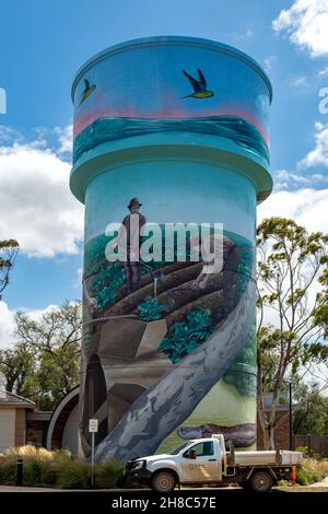 Market Gardening Water Tank Art, Werribee, Victoria, Australie Banque D'Images