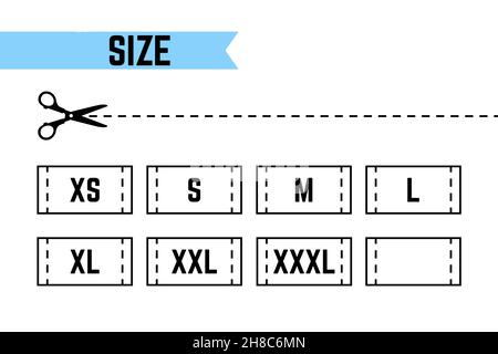 Étiquettes de tailles de vêtements.SYMBOLES S, M, L, XL, XXL Illustration de Vecteur