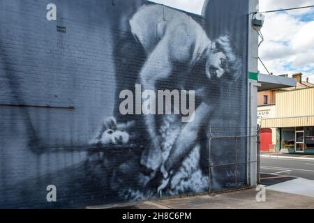 Sheep Shearer Street Art, St Arnaud, Victoria, Australie Banque D'Images