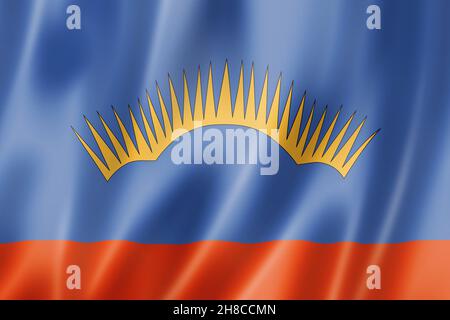 Etat de Mourmansk - Oblast - drapeau, Russie Waving banner collection.Illustration 3D Banque D'Images