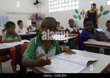 camacari, bahia, brésil - 14 mars 2019 : élèves d'une école publique municipale de Camacari. Banque D'Images