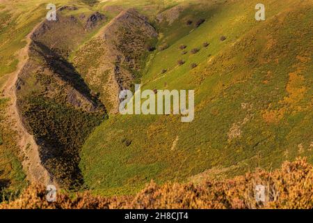 Détails abstraits du paysage de long Mynd, Shropshire Hills, collines et vallées, région de beauté naturelle, Angleterre Banque D'Images