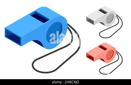 Isométriques sifflement sportif de l'arbitre du match de football.Vecteur 3D réaliste isolé sur fond blanc Illustration de Vecteur