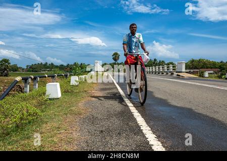 Sri Lanka, la province d'Ampara, la province d'Ampara, la province d'Ampara, route,Strasse, route, véhicule, vélo, vélo,Fahrrad, vélo, vélo Banque D'Images